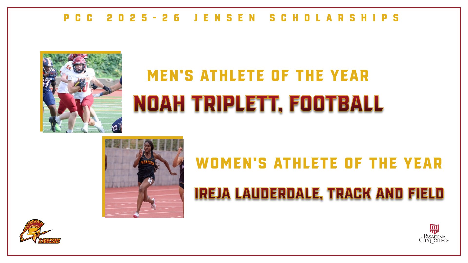 Football's Triplett, Track and Field's Lauderdale Named PCC '25-26 Athletes of the Year