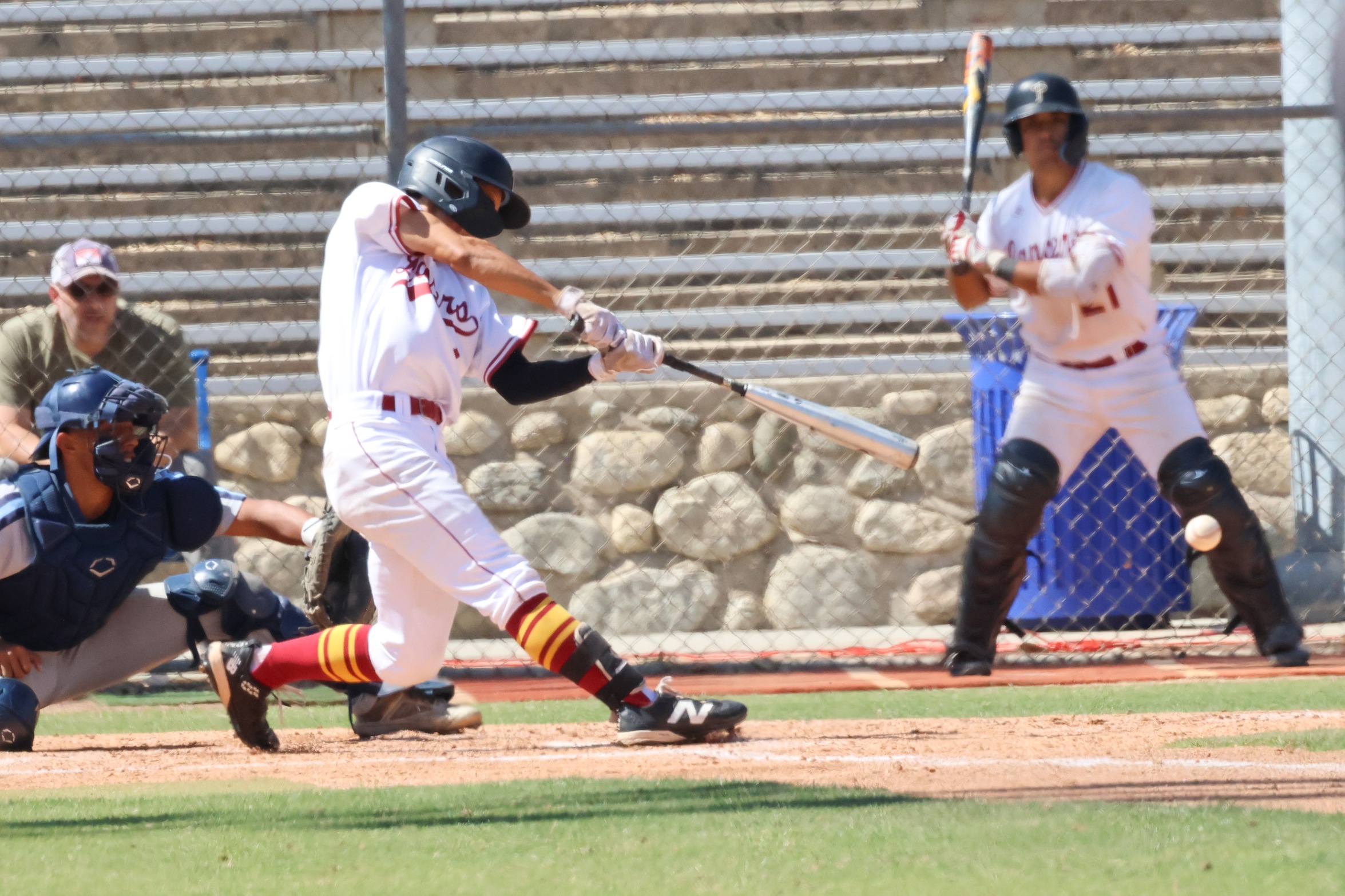 Xiovany Ochoa lines a hit during Thursday's win (photo by Richard Quinton).