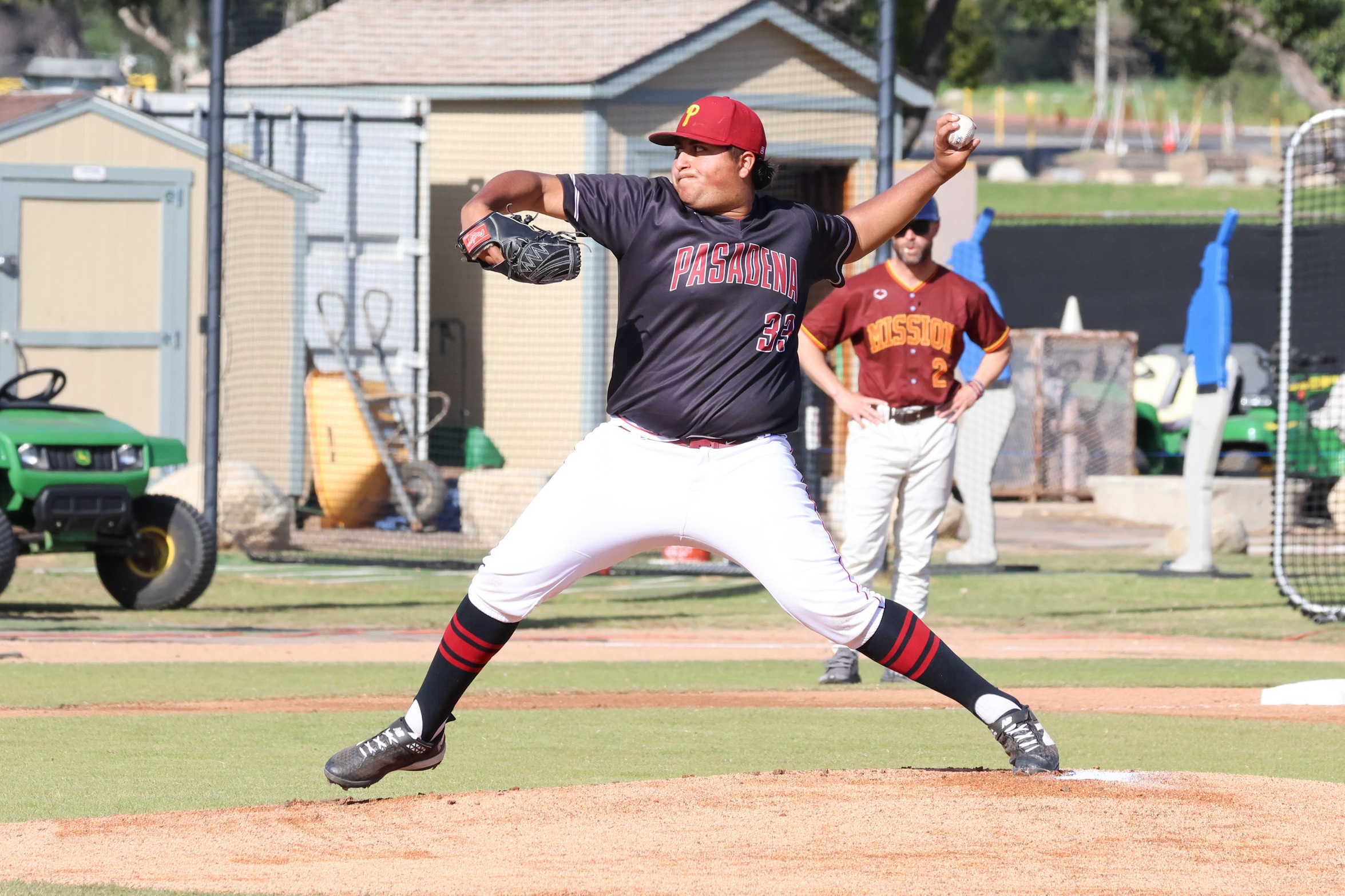 Alex Valencia pitching in a recent Lancers game (photo by Richard Quinton).