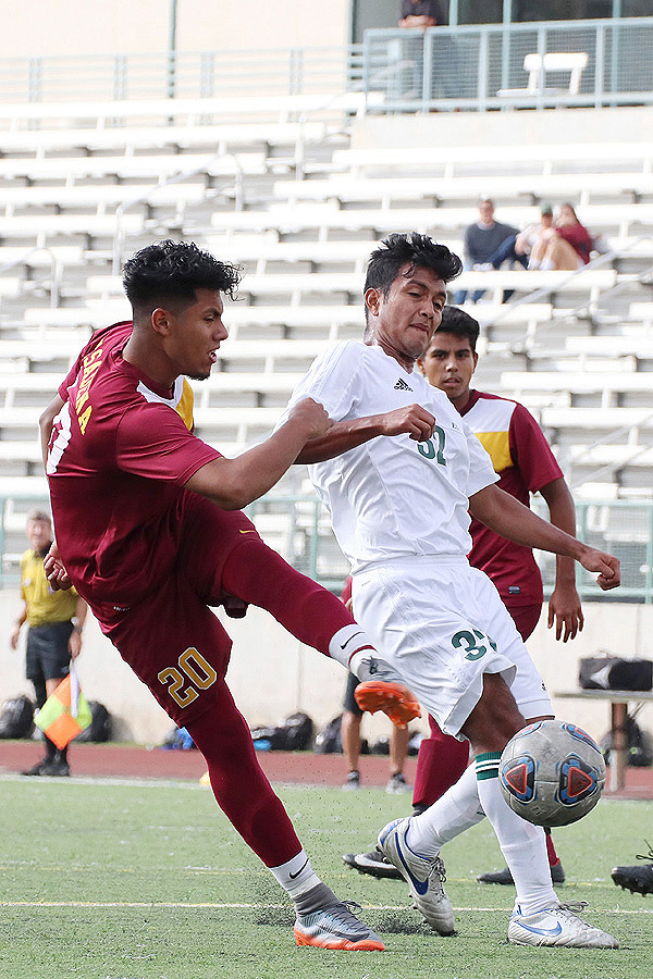 Kevin Deagueros in a recent game for the Lancers men's soccer team.