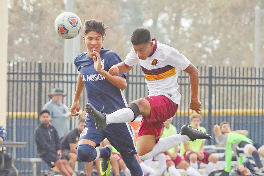 Anthony Jimenez knocks in the airborne goal shot.
Photo by Richard Quinton
