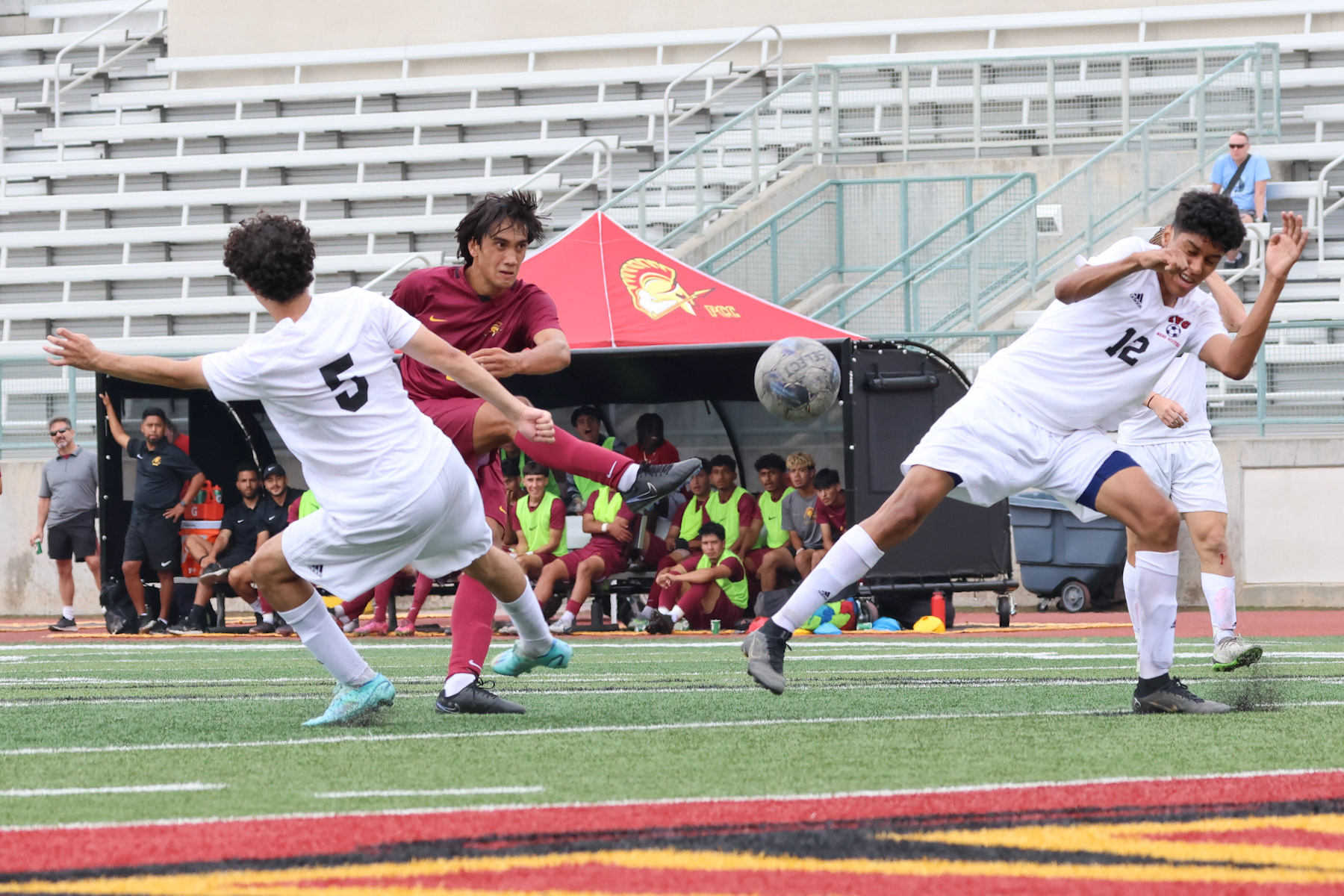 Titus Medina had a 4-point afternoon in PCC's win on Friday (photo by Richard Quinton).