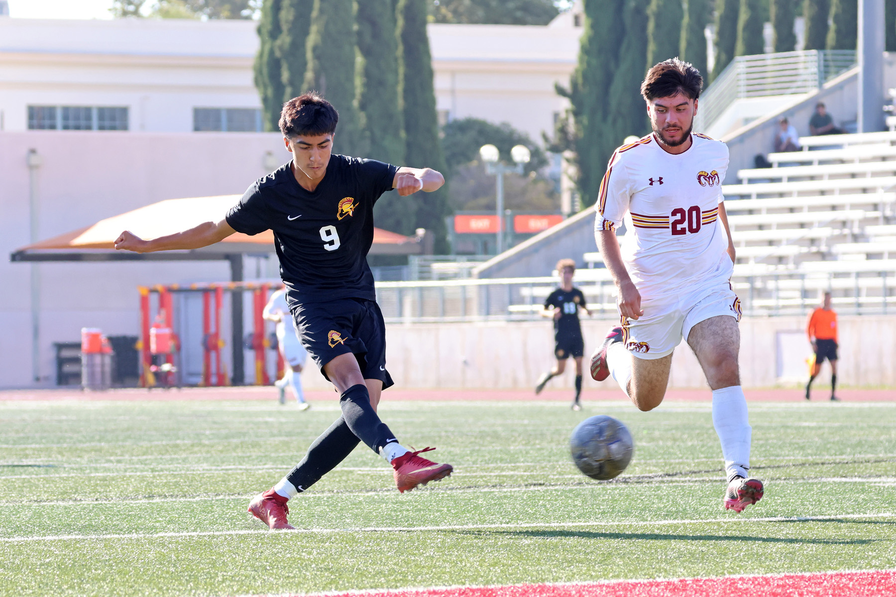 Ariel Hernandez fires a shot during PCC's win on Tuesday (photo by Richard Quinton).
