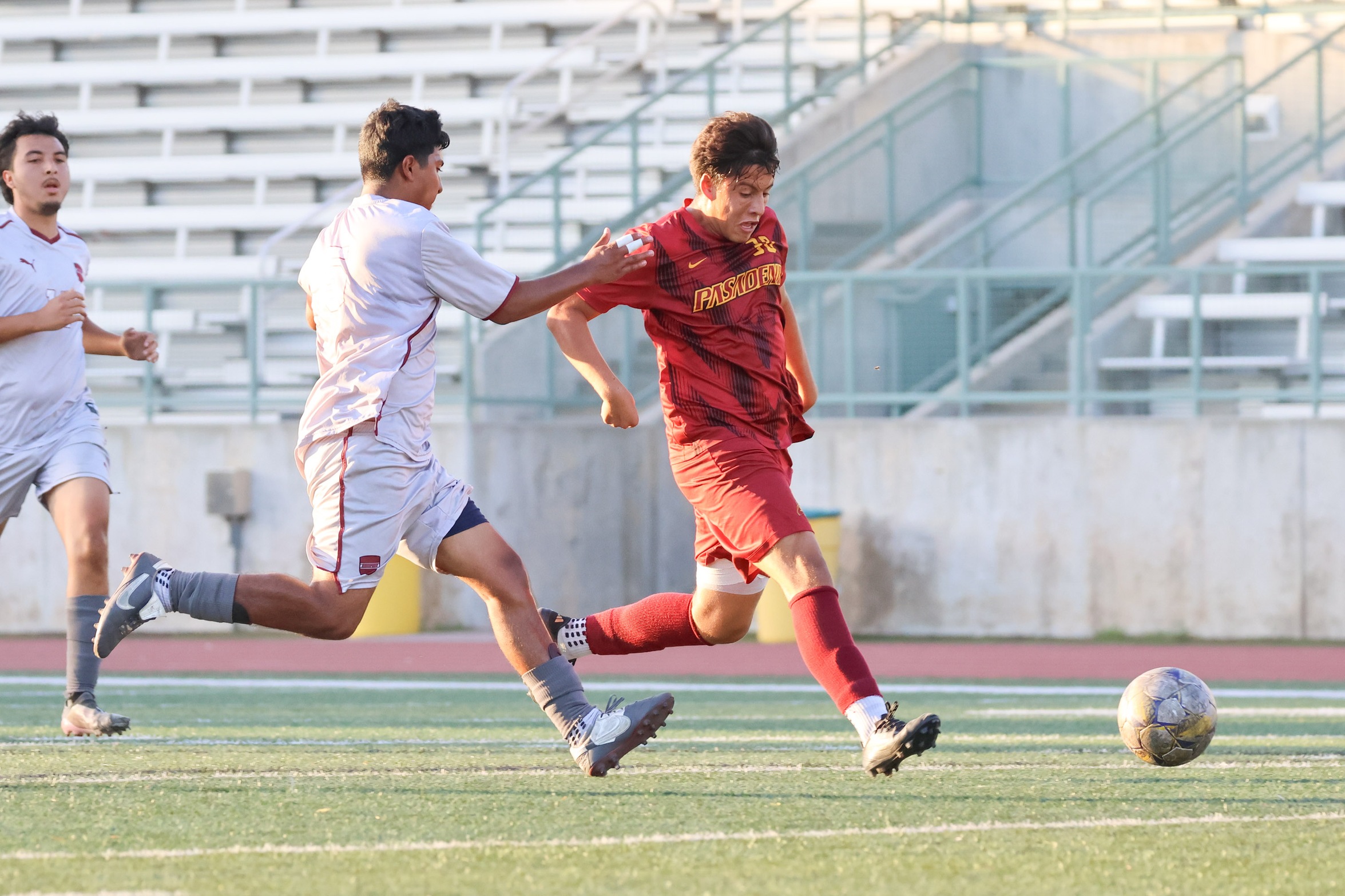 Sebastian Jimenez drives in a goal during Friday's win (photo by Richard Quinton).