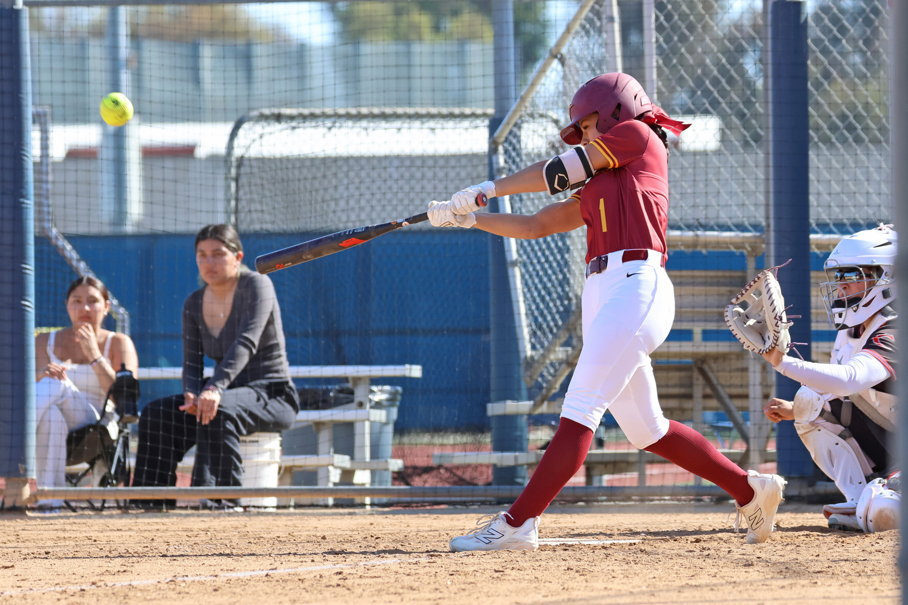 Lucero Alcaraz had 2 extra-base hits in PCC's win (photo/gallery by Richard Quinton).