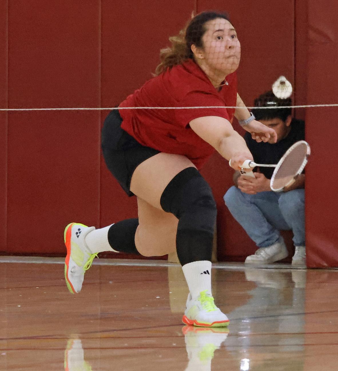 Yoon Noe in action for the Lancers badminton team (photo by Richard Quinton).