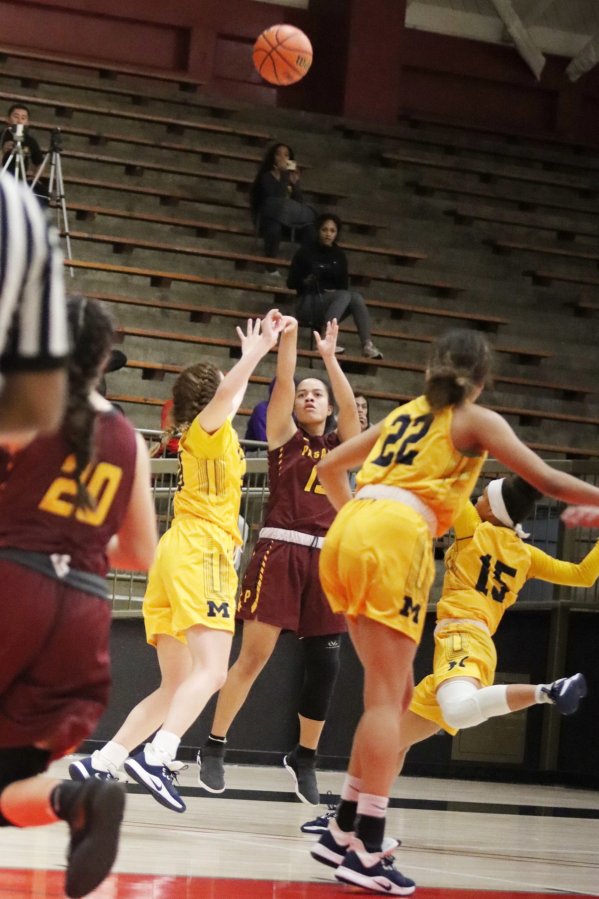 Lancer Merina Latu hits the game-winning basket as PCC wins the Santa Ana Tournament, photo special to PCC by Richard Quinton.