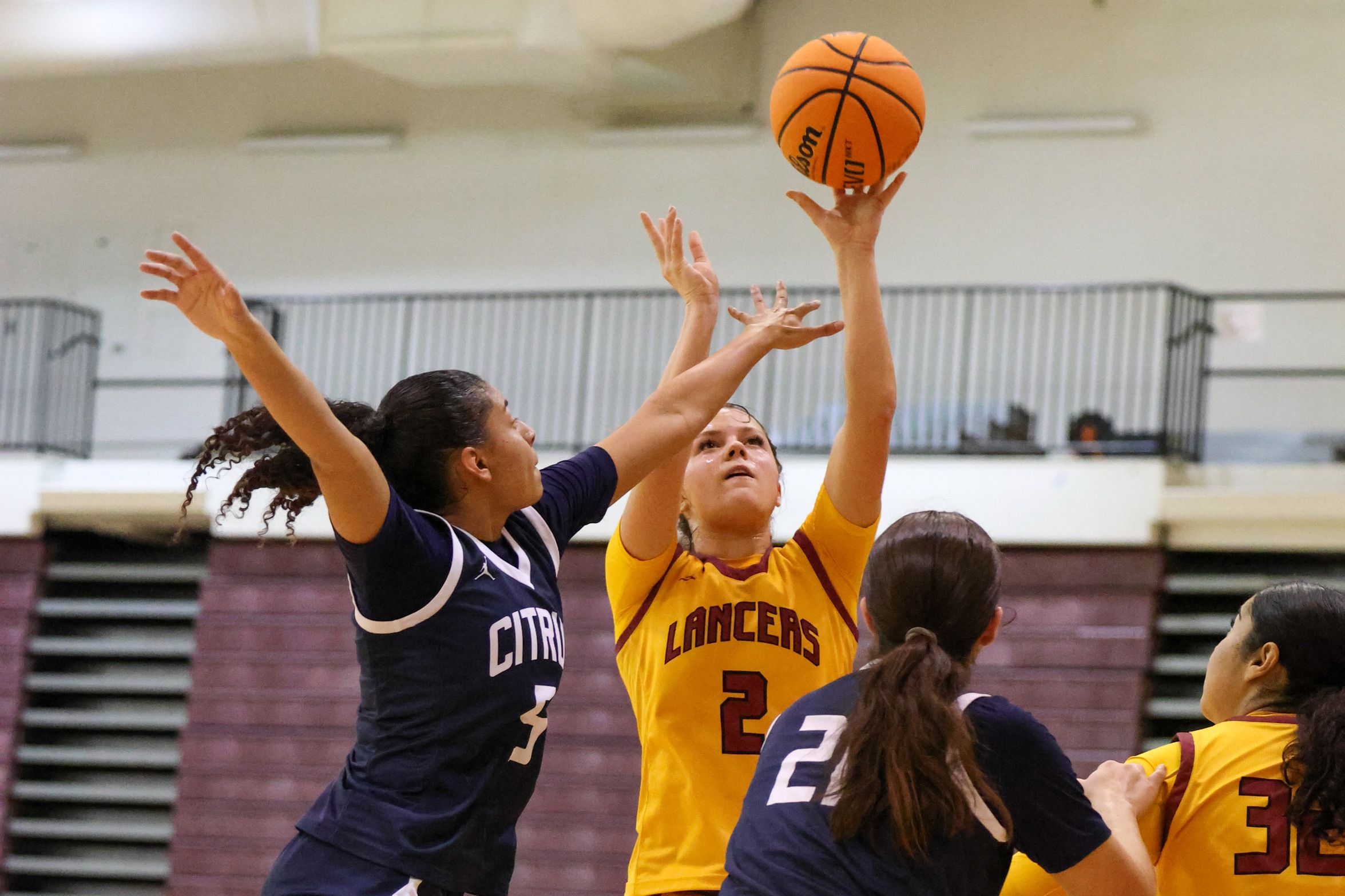 Lyndsey Valverde launches a shot in PCC's loss to Citrus (photo by Richard Quinton).