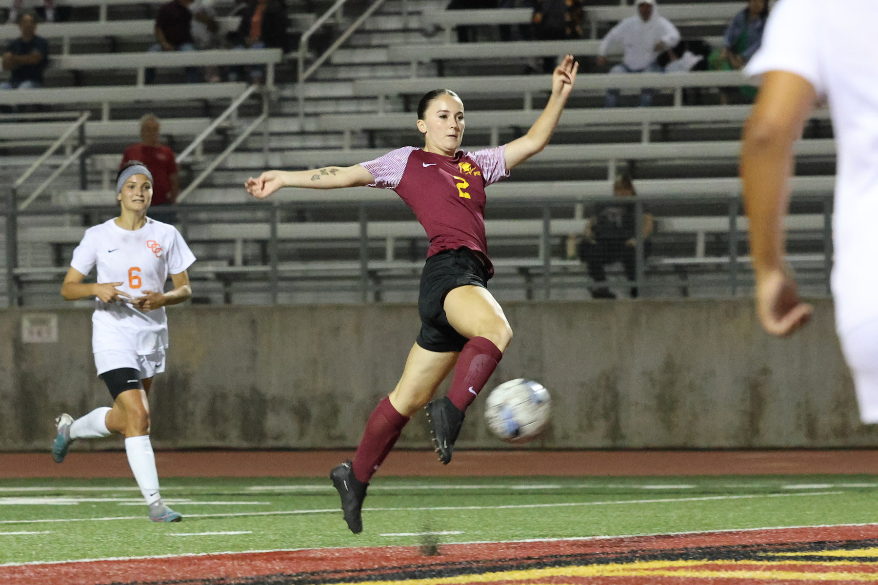 Hailey Hull with the goal here as PCC stays undefeated on Friday night (photo by Richard Quinton).