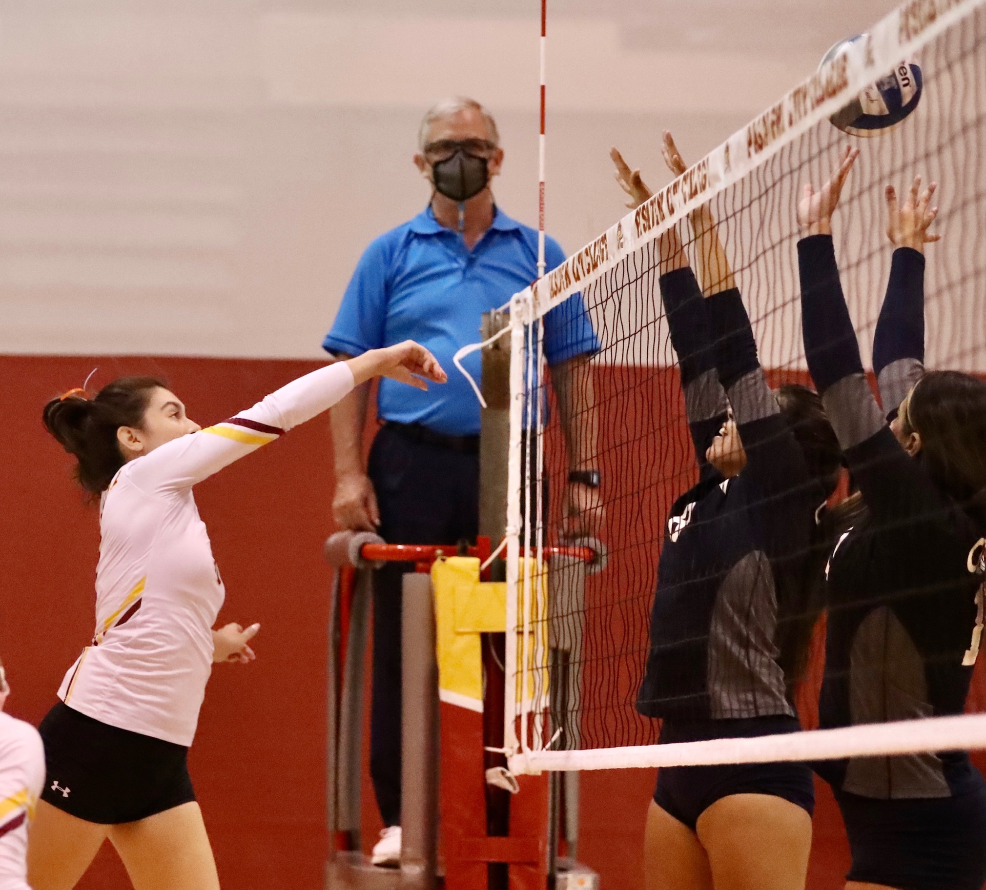 Nalani Young powers an attack over Cerritos defenders in the Lancers' ninth consecutive victory on Wednesday night (photo by Michael Watkins).