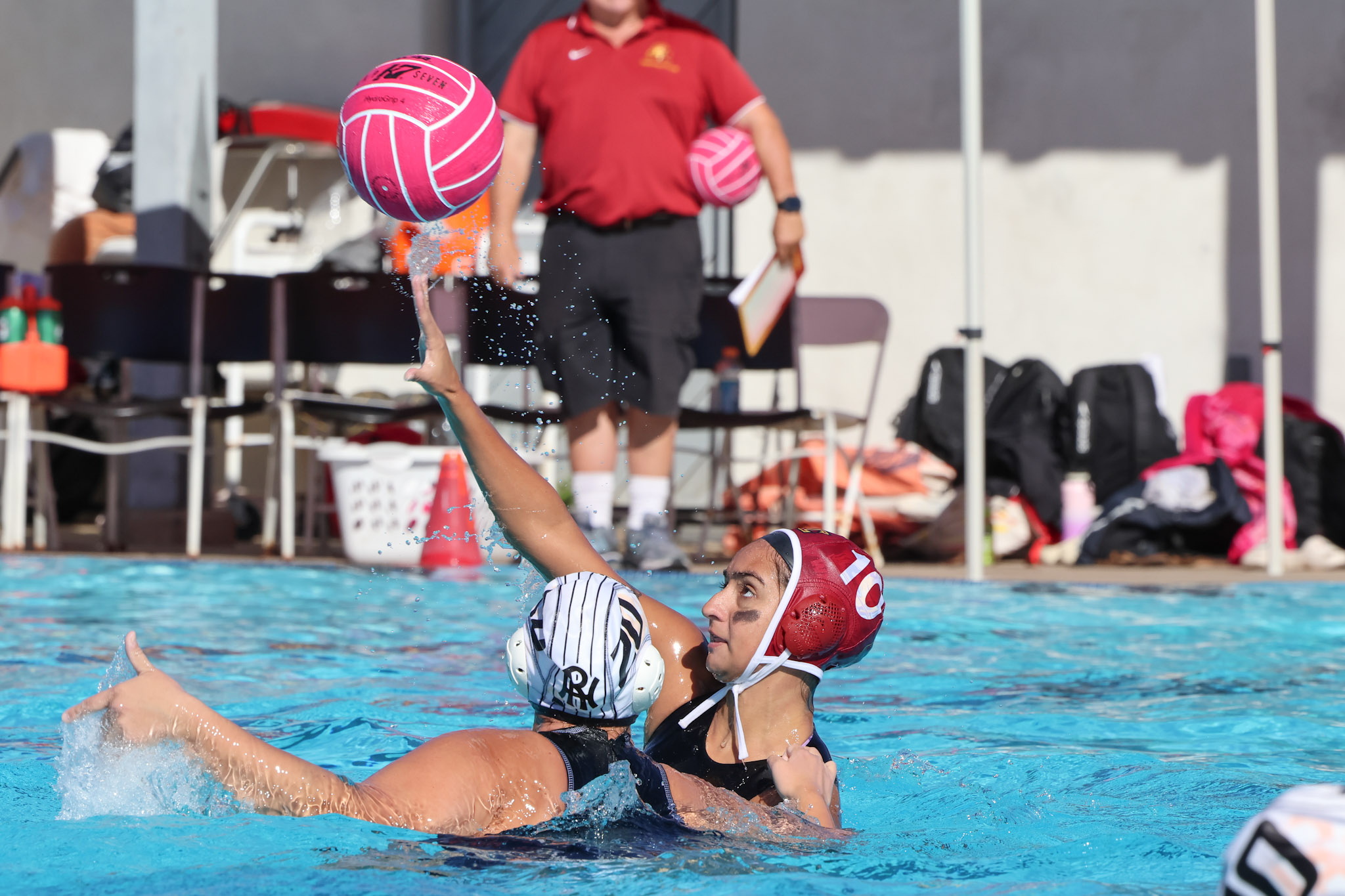 Emily Padilla makes a play in Wednesday's game at Pasadena Poly (photo by Richard Quinton).