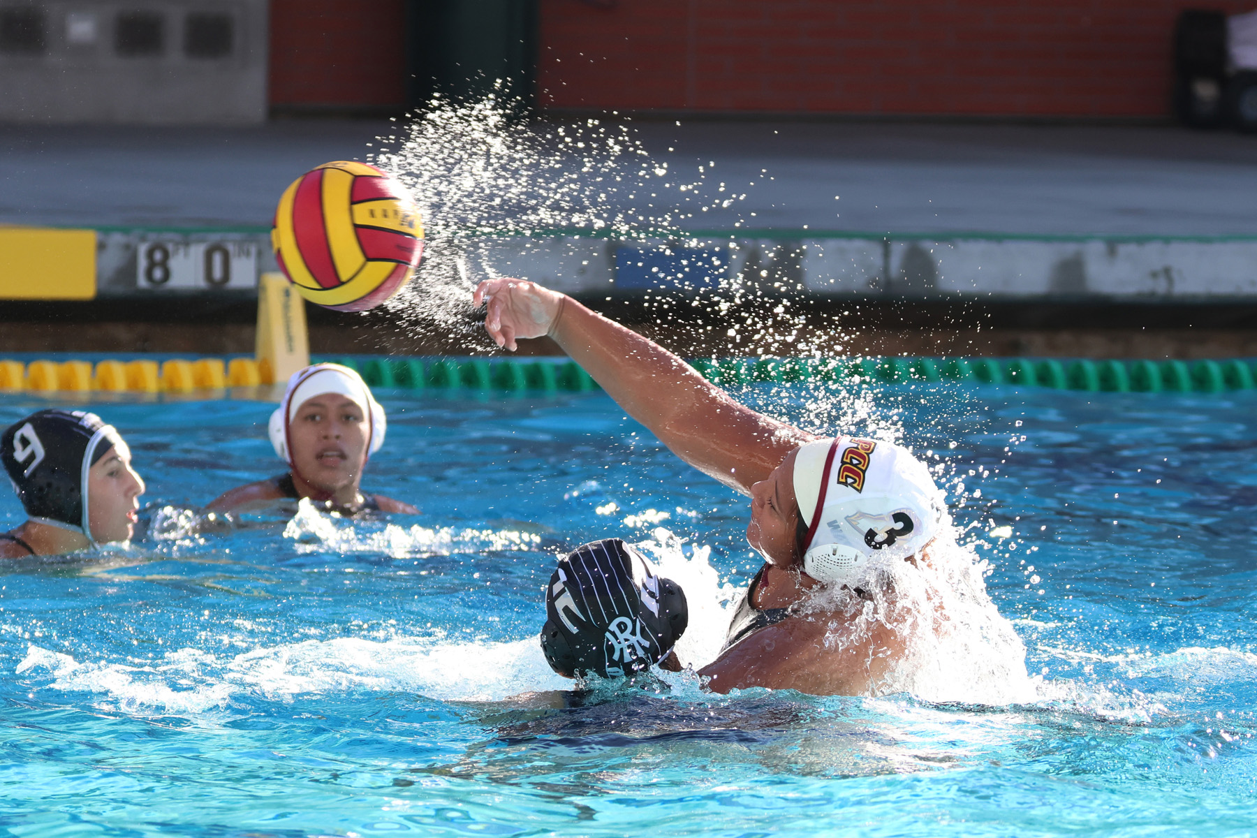 Luna Encinas fires in a goal in PCC's eighth place final loss (photo and gallery by Richard Quinton).